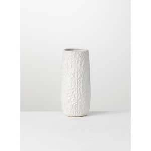 11.5" White Floral Printed Ceramic Vase