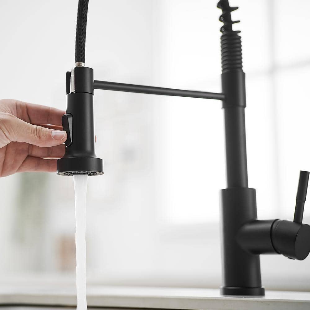 Matte Black Stainless Steel Pull-Down Kitchen Faucet