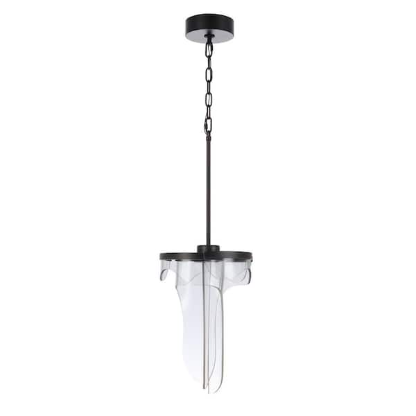 Estrella 23 Watt 1-Light Flat Black Finish Cylinder Dimmable Integrated LED Pendant w/ Clear Acrylic Lighting