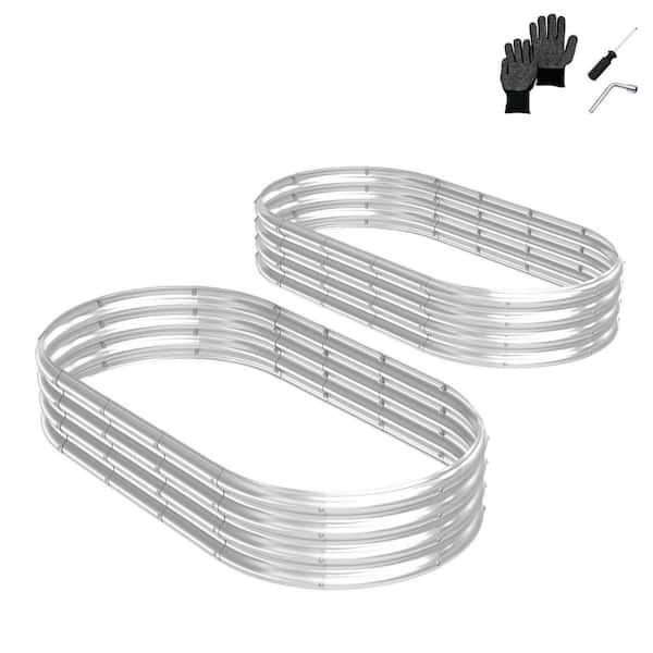 70 in. Galvanized Steel Oval Raised Garden Bed Planter Box Outdoor Garden Planter for Vegetables/Flower (2-Pack)