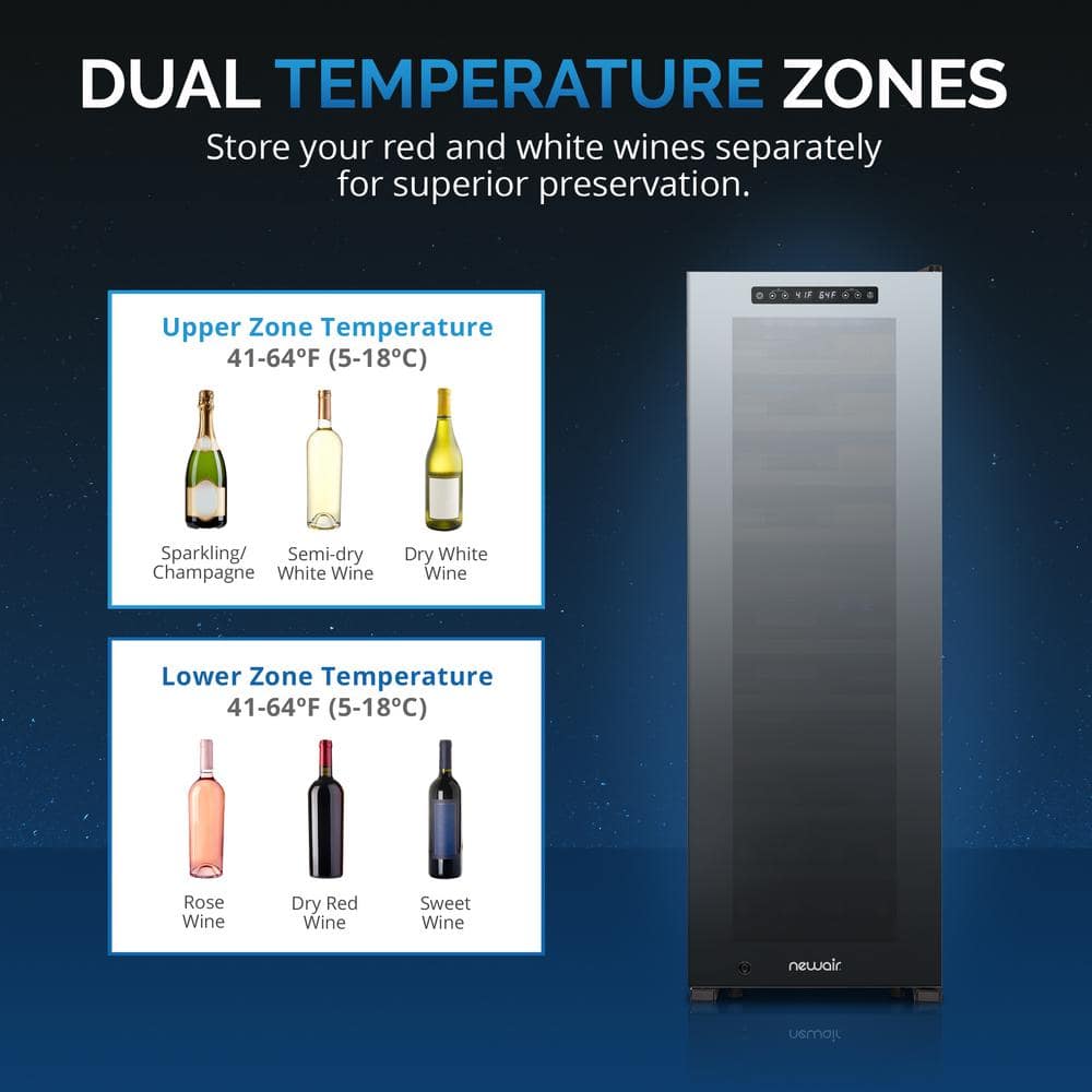 Freestanding Black Mirrored Glass Wine Cooler with Interior Lighting