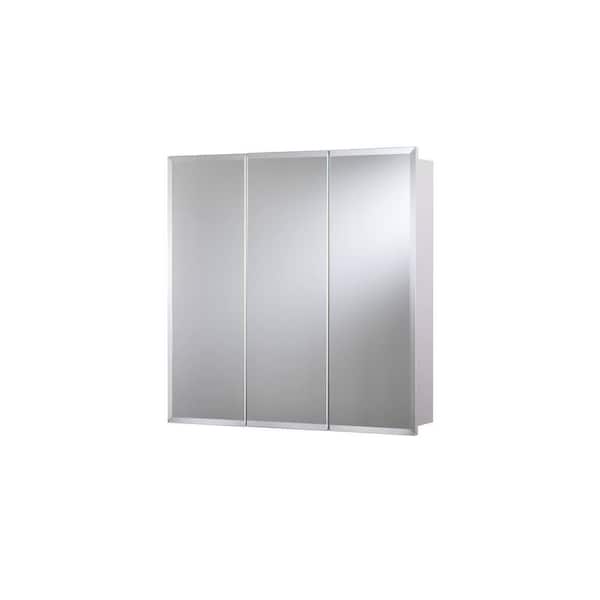 Croydex 30 in. W x 30 in. H x 5 in. D Frameless Tri-View Surface-Mount Medicine Cabinet with Easy Hanging System in White