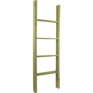 19 in. x 60 in. x 3 1/2 in. Barnwood Decor Collection Restoration Green Vintage Farmhouse 4-Rung Ladder