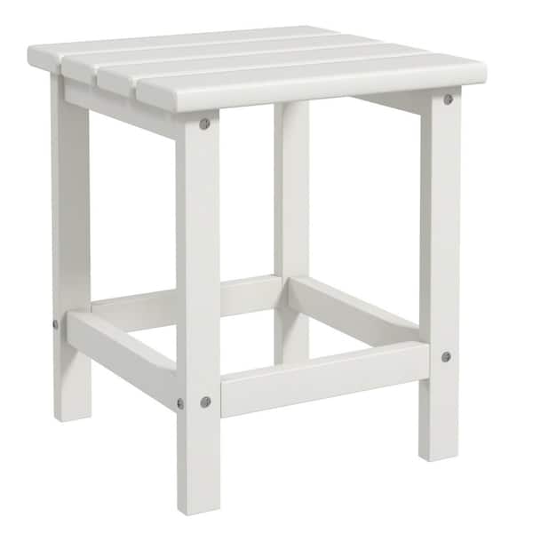 Huluwat White 15 in. HDPE Weather Resistant Square Adirondack Side Table (Set of-1)