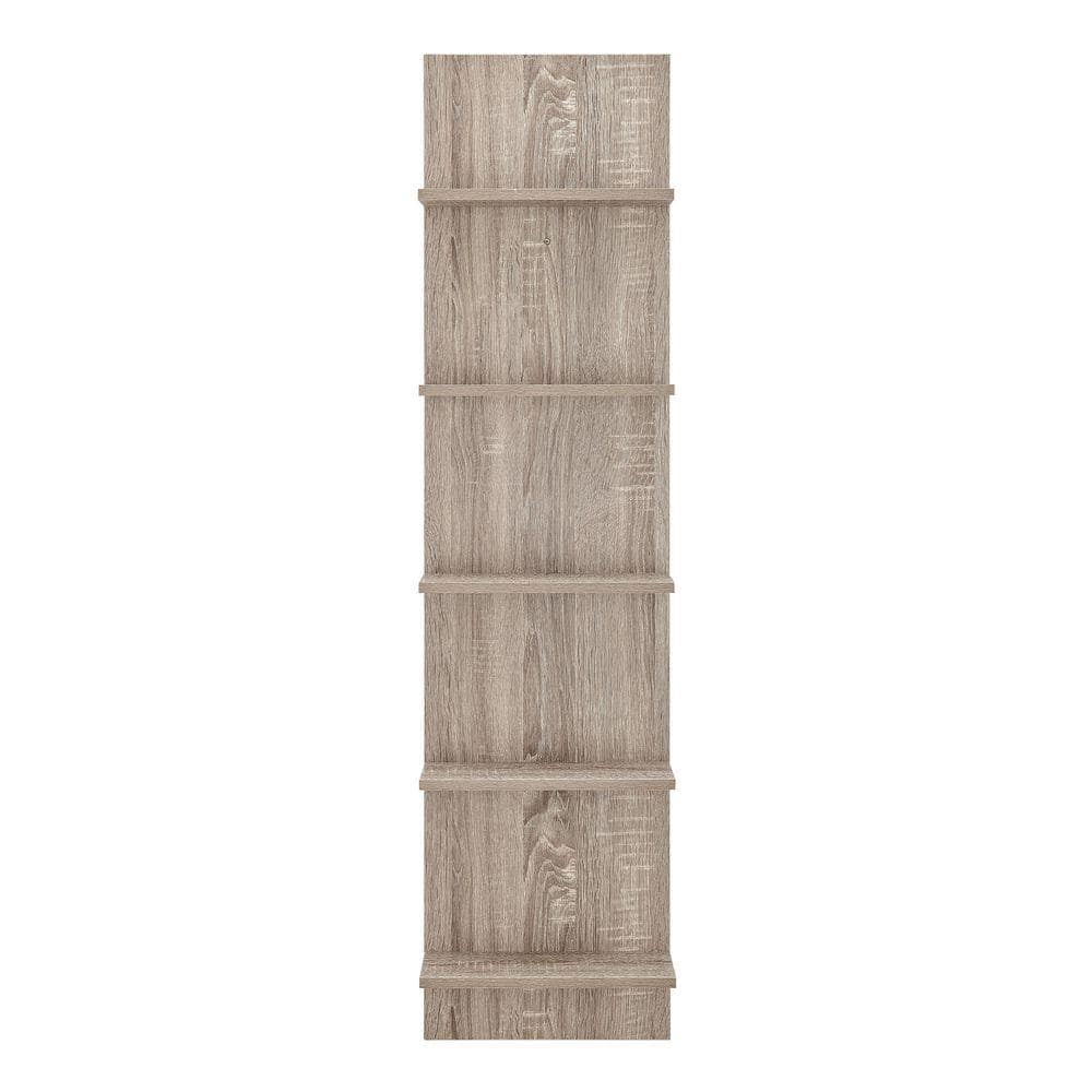 DANYA B 47.25 in. Wide Weathered Oak Column Tiered Wall Shelf