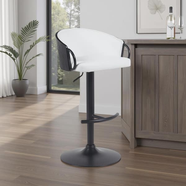 Montego Adjustable Counter Height Snow White Upholstered Swivel Barstool