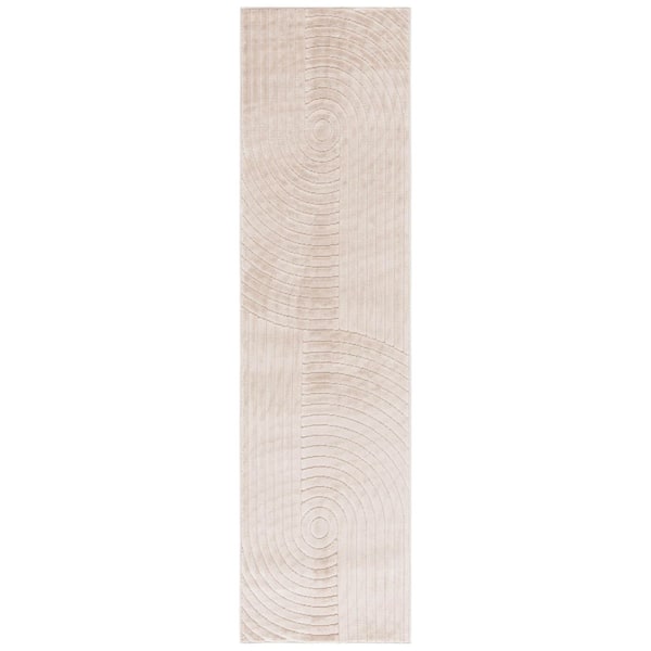 Selena 2 ft. x 12 ft. Beige High-Low Swirl Runner Rug