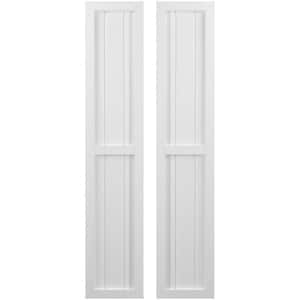 10-1/2 in. W x 81 in. H Americraft 3 Board Exterior Real Wood Two Equal Panel Framed Board and Batten Shutters White