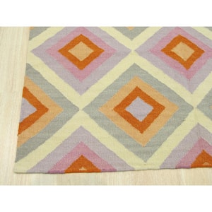 Multicolored 9 ft. x 12 ft. Handmade Wool Contemporary Reversible Flatweave Hollie Area Rug