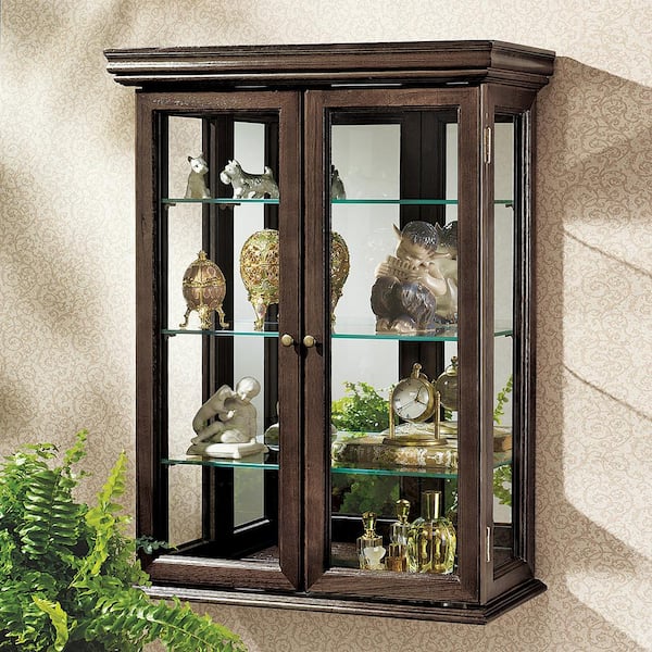 Design Toscano Country Tuscan Brown Hardwood Wall Curio Accent Cabinet