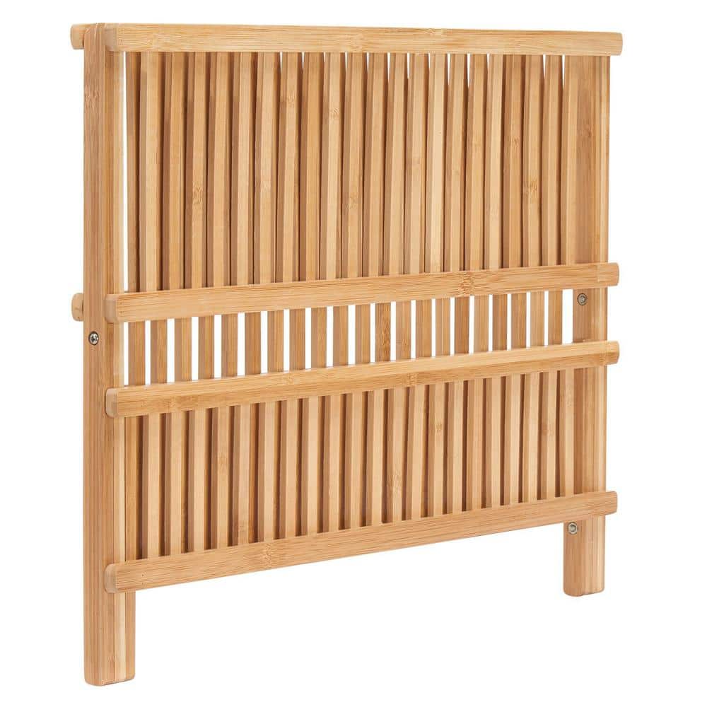 iDesign Bamboo Foldable Two-Tier Dish Drying Rack