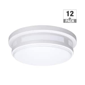 11 in. Round White Indoor Outdoor LED Flush Mount Ceiling Light Adjustable CCT 830 Lumens Wet Rated (12-Pack)