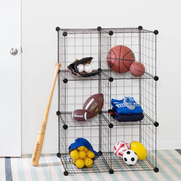 Black Steel 6 Cube Organizer, Wire Cube Shelving Home Depot