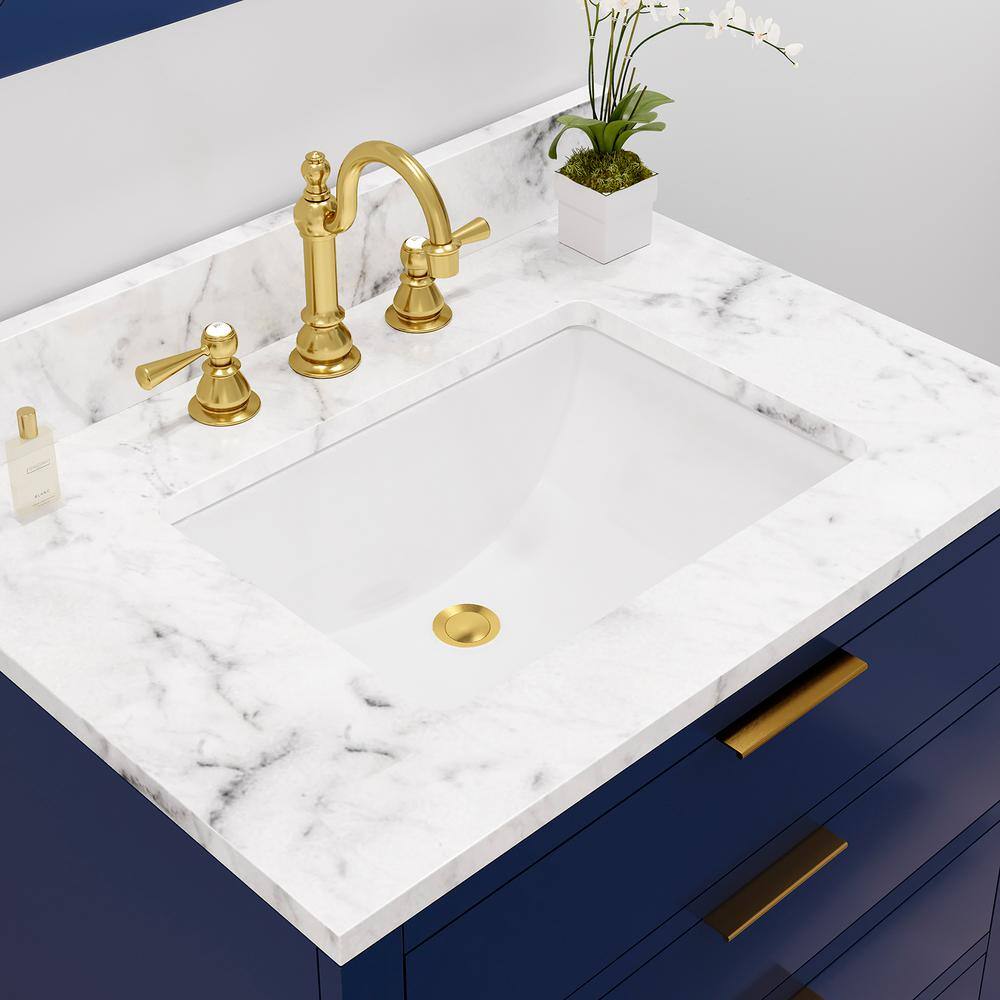 Bristol 30" Monarch Blue Single Sink Vanity with Carrara Marble Top