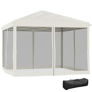 10 ft. x 10 ft. Beige Pop Up Canopy Tent with Removable Mesh Sidewalls, Zipper Doors and Carry Bag, Height Adjustable