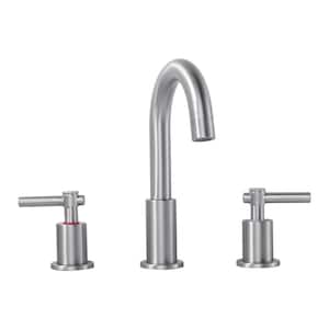 8 in. Widespread 2-Handle 3 Hole Bathroom Faucet with Pop Up Drain t in Brushed Nickel