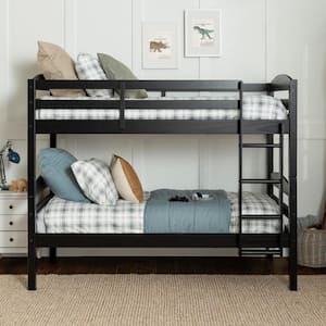 Black Traditional Solid Wood Twin Bunk Bed