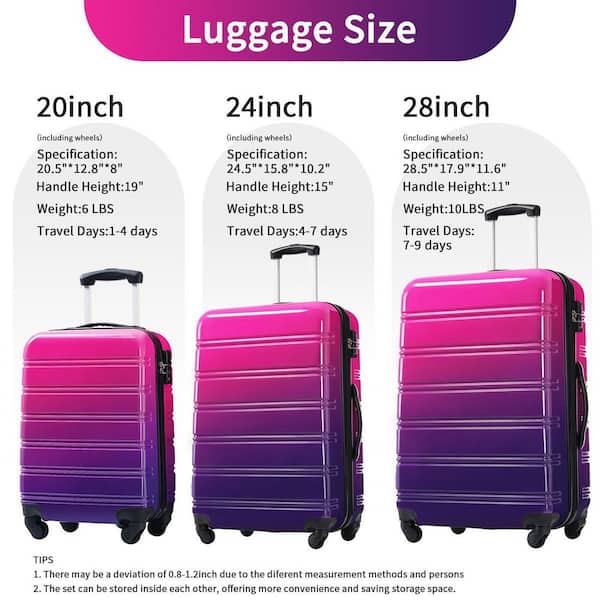LIVACA 3-Piece Purple Pink Gradient Polycarbonate Hardshell