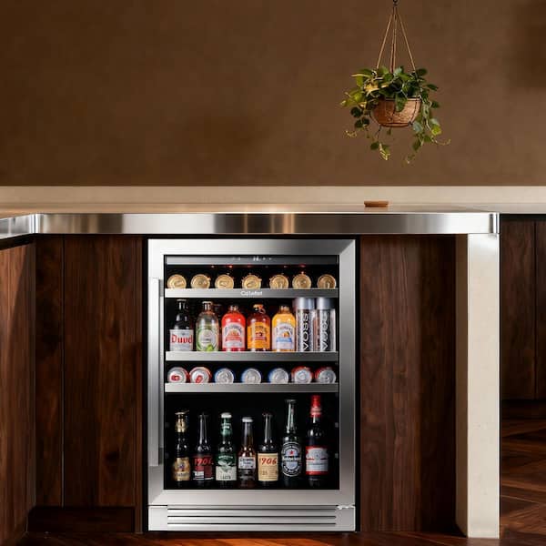 24 inch 220 Cans(12 oz.) Beverage Cooler Beer Drink Refrigerator Built-in or Under-Counter Fridge Quiet Compressor