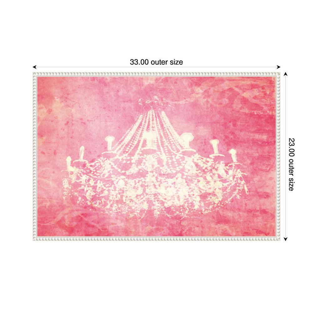Pink Chandelier Abstract Canvas Wall Art with White Frame