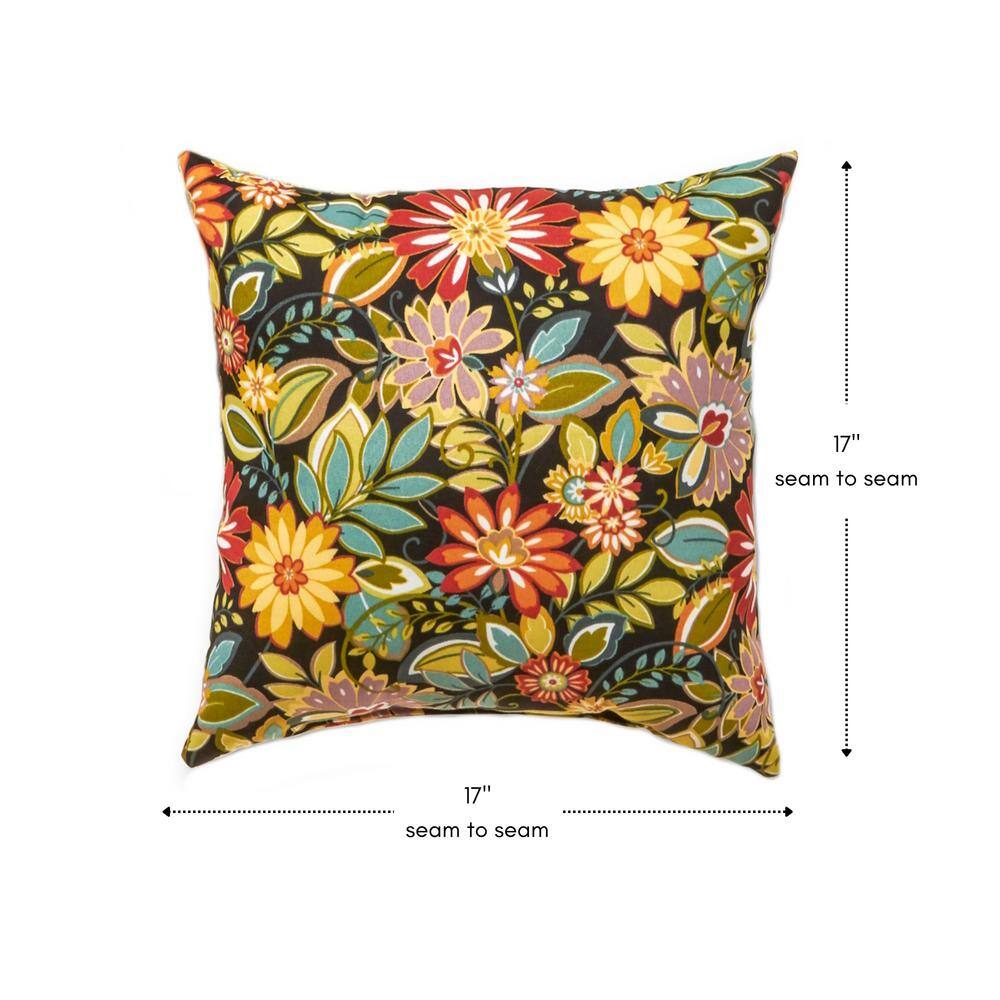 Jungle Floral 17" Square Outdoor Throw Pillow Set