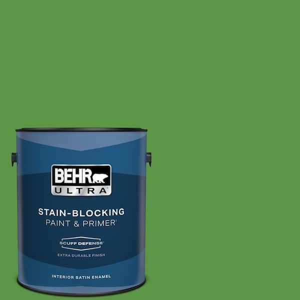 BEHR ULTRA 1 gal. #430B-7 Cress Green Extra Durable Satin Enamel Interior Paint & Primer