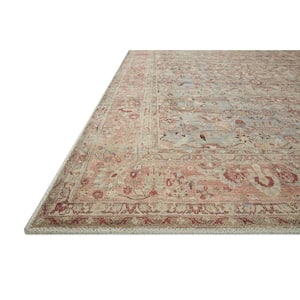 Adrian Ocean/Clay 7'-6" x 9'-6" Oriental Printed Polyester Pile Area Rug