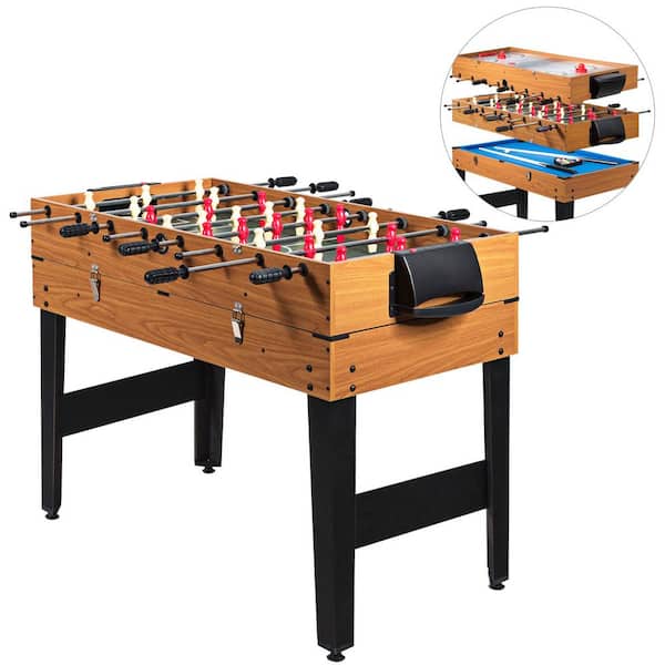 Costway 48 in. 3-In-1 Multi Combo Game Table Foosball Soccer Billiards Pool Hockey For Kids