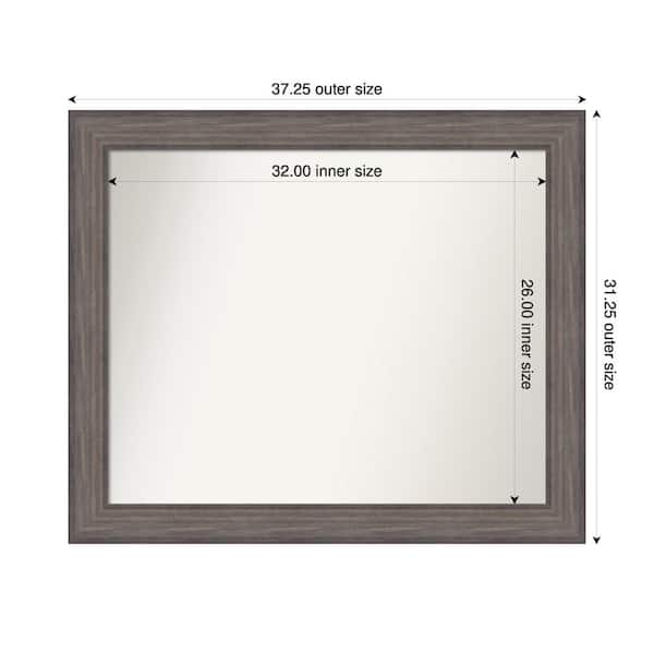 Amanti Art Country Barnwood 37.25 in. x 31.25 in. Custom Non-Beveled Wood Framed Bathroom Vanity Wall Mirror