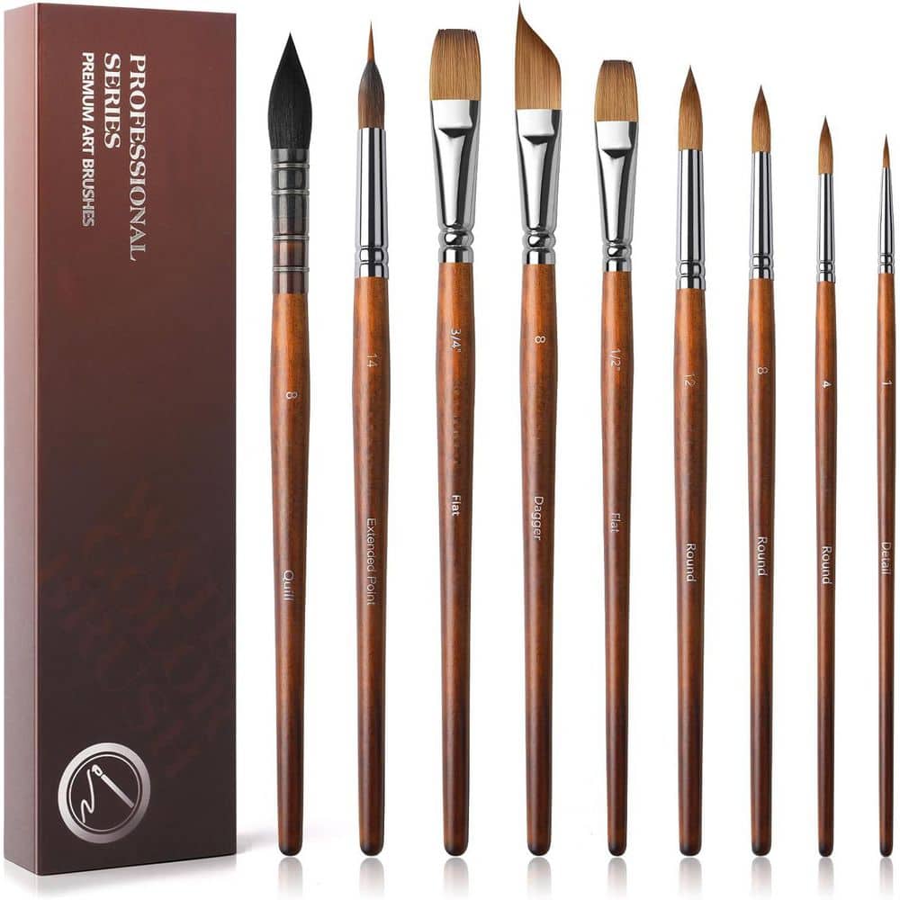 9-Piece Professional Watercolor Paint Brushes Set with Sable and Natural Squirrel Mop Brush for Watercolor Gouache Inks price history on PriceWatchPro