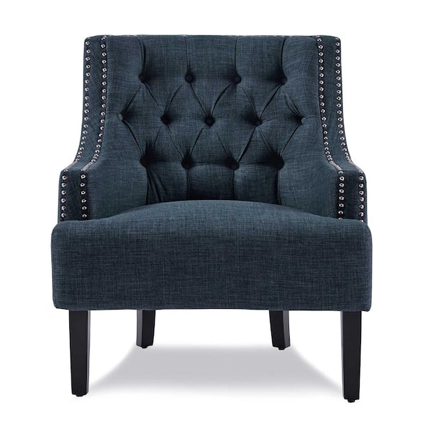 EVERGLADE HOME Bolingbrook Indigo Textured Upholstery Tufted Back Accent Chair