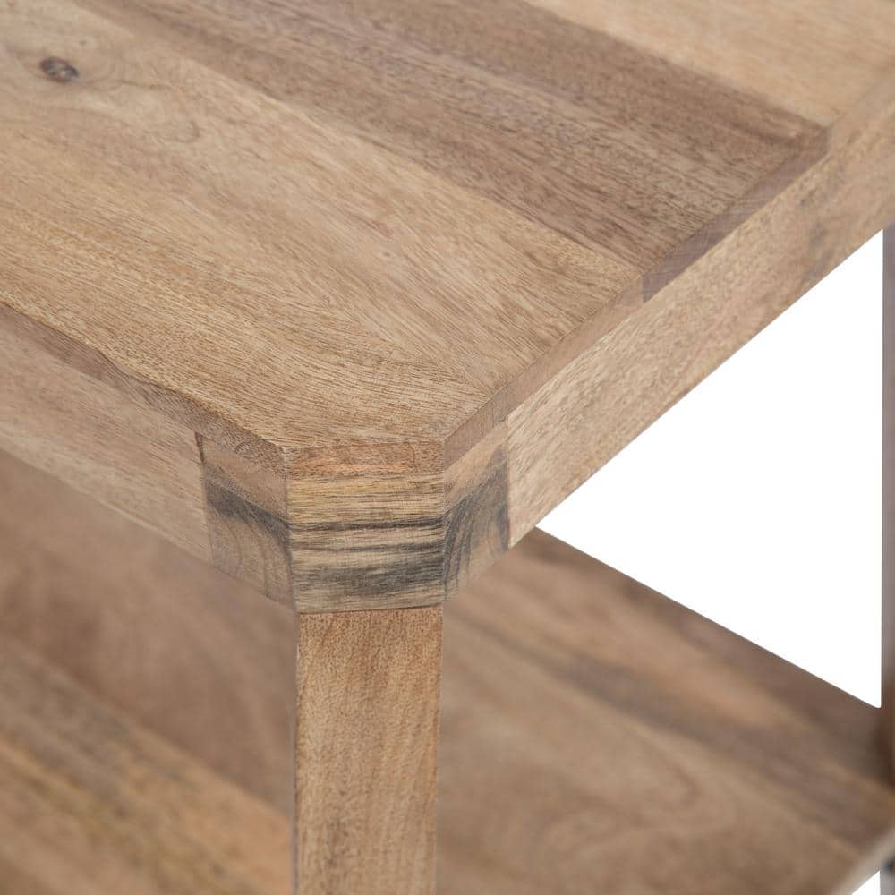 Natural Mango Wood Two-Tier Side Table