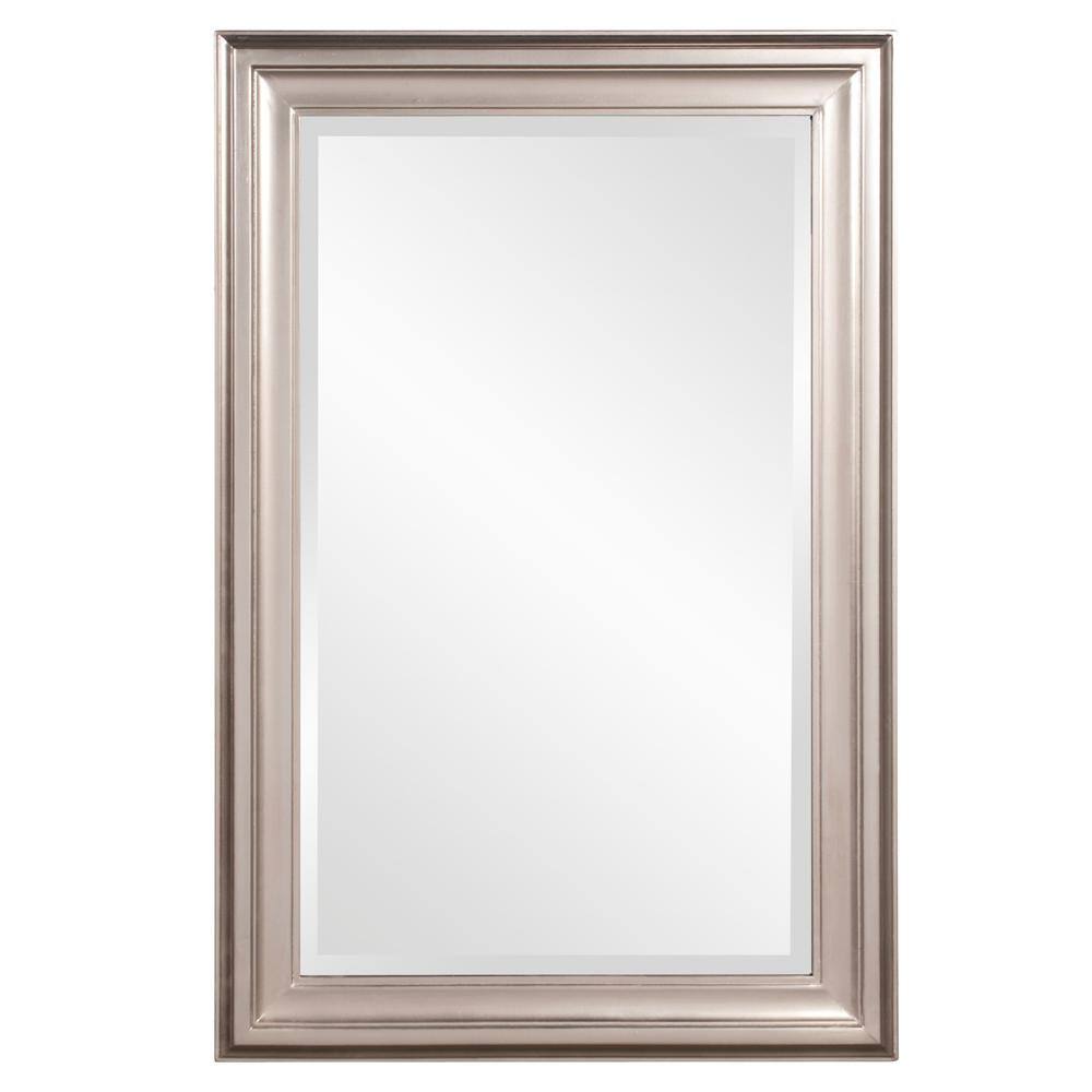 Transitional Brushed Nickel and Wood Full-Length Mirror
