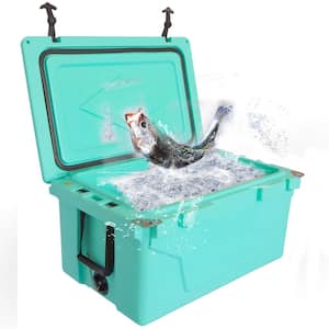 18 .5 in. W x 29.5 in. L x 15.5 in. H Lake Blue Portable Ice Box Cooler 65QT Outdoor Camping Beer Box Fishing Cooler
