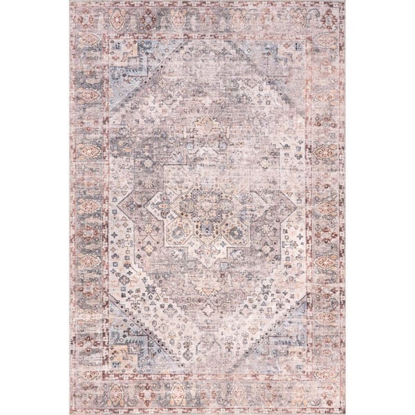 nuLOOM Kirsty Traditional Distressed Cotton Rust 7 ft. 3 in. x 9 ft. Area Rug