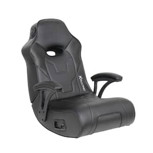G-Force Faux Leather with Speakers Ergonomic Gaming Floor Chair in Black with Arms