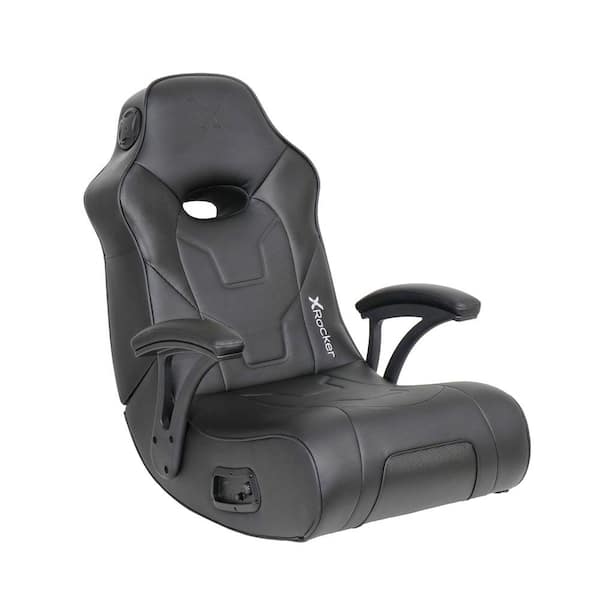 X Rocker G-Force Faux Leather with Speakers Ergonomic Gaming Floor Chair in Black with Arms