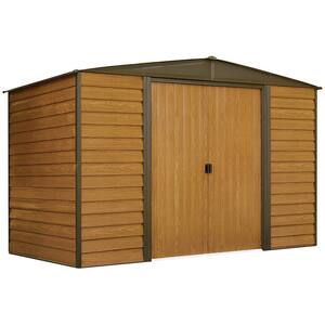 Woodridge 10 ft. W x 6 ft. D Wood-grain Galvanized Metal Storage Building