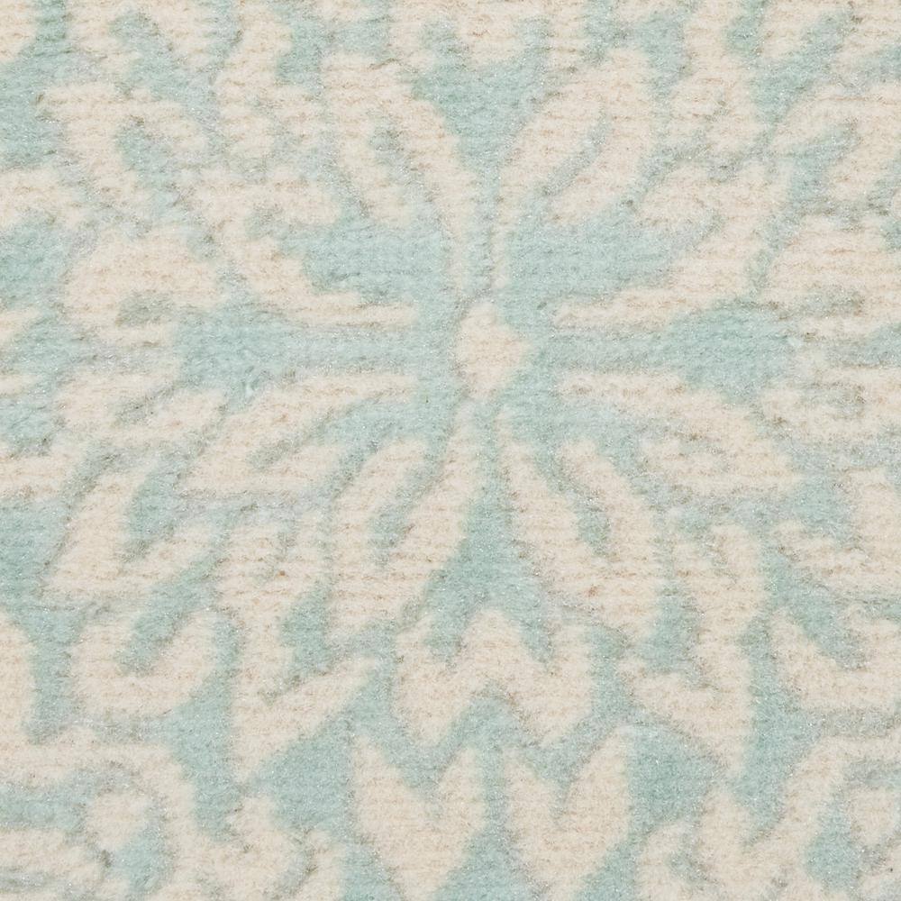 Ivory & Green Floral Synthetic 2' x 4' Easy-Care Rug