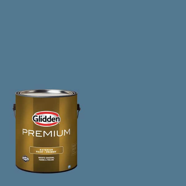 Glidden Premium 1 gal. PPG1156-5 Smoke Blue Satin Exterior Latex Paint