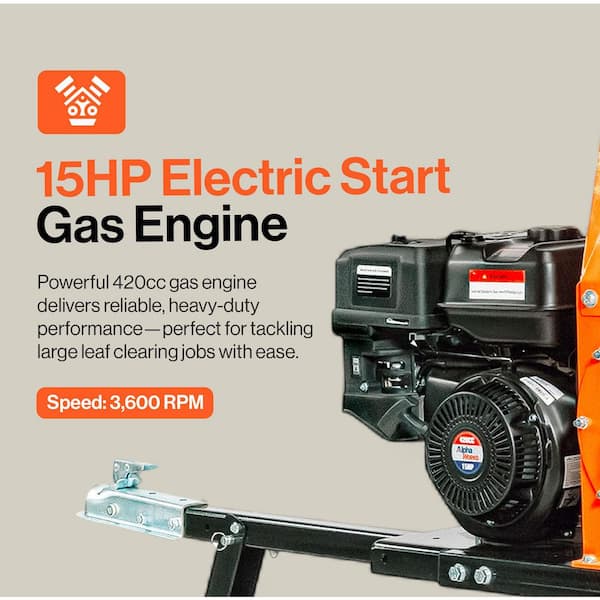 Towable Wood Chipper Shredder – 5 in. Capacity, 15 HP 420cc Gas Engine, Heavy-Duty Build for Forestry & Landscaping