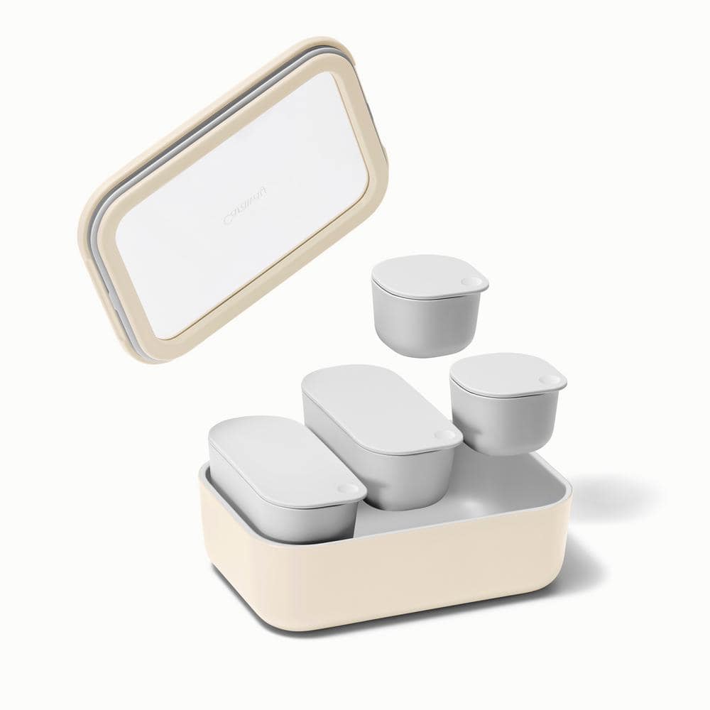 Caraway Cream Contemporary 14-Piece Glass Food Storage Set