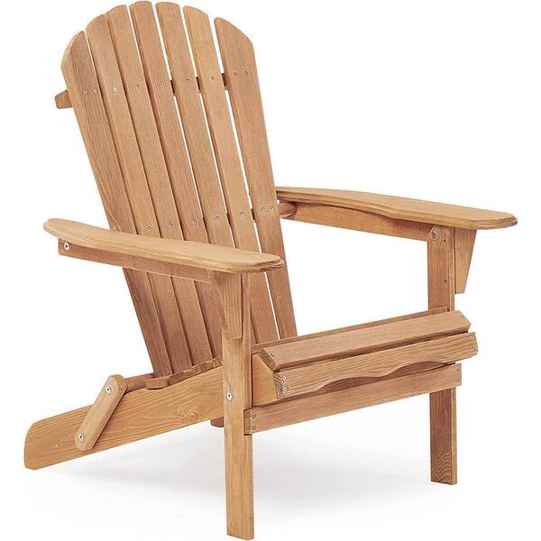 maocao hoom Classic Light Brown Folding Wood Adirondack Chair (Set of 2)