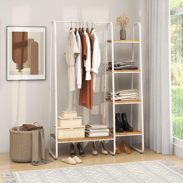 Honey-Can-Do Freestanding Closet with Garment Bar and Shelves - Silver
