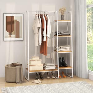 Steel Clothes Rack Free Standing Closet Organizer with 5 Shelves Hanging Bar 40 in. W x 59 in. H