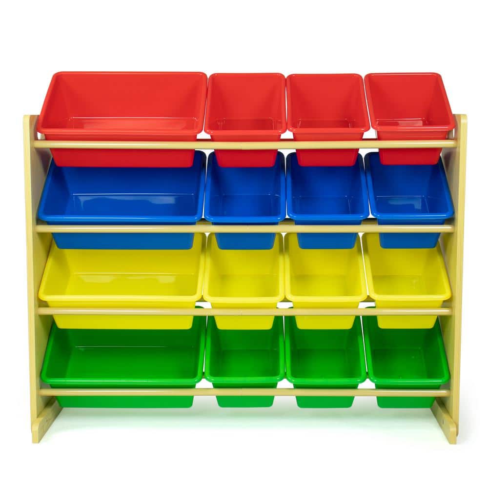 Summit Collection White Primary Kids Toy Storage Organizer with 12 Plastic Bins 