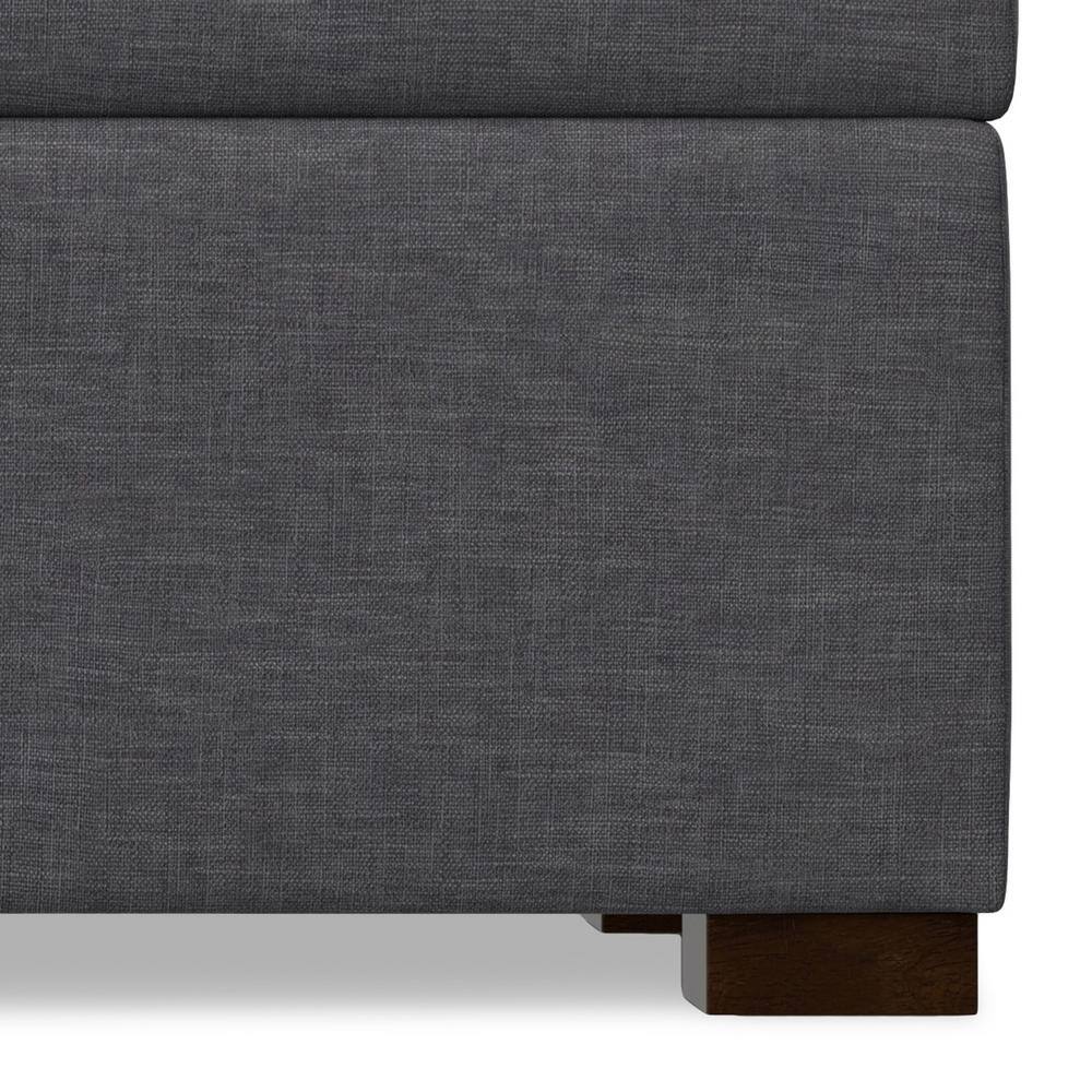 Gabbie Slate Grey Polyester Linen Storage Ottoman