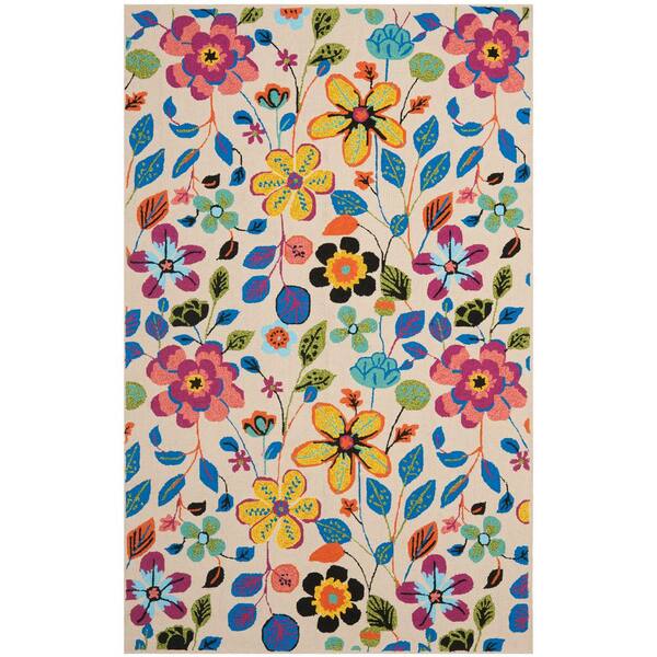 SAFAVIEH Four Seasons Ivory/Multi 5 ft. x 8 ft. Solid Floral Area Rug