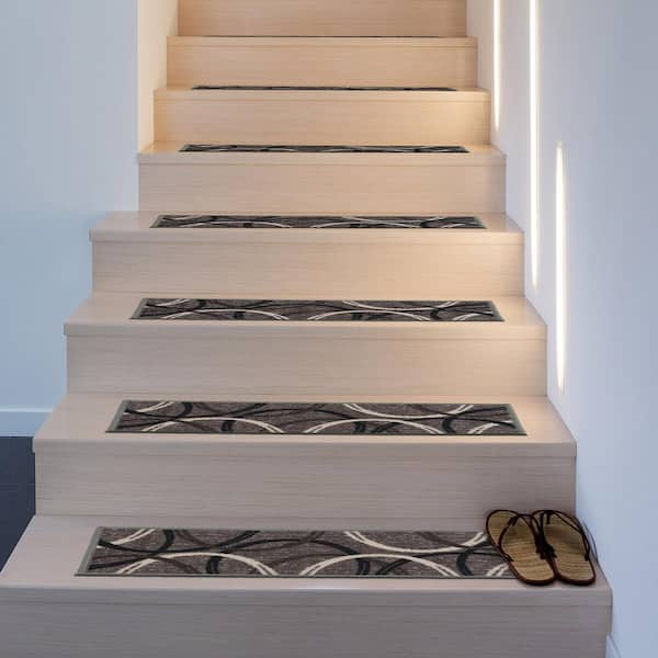 Abstract Stair Treads Carpet, Striped Stair Runner Rug, Non-slip