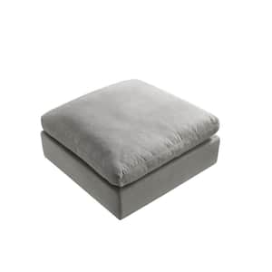 Grey 100% Linen Square Standard 36 L x 36 W x 17 H Ottoman